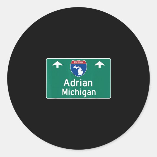 Adrian Michigan Mi Interstate Snelweg Vakantie Sou Ronde Sticker (Voorkant)