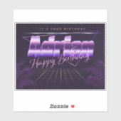 Adrian Name Vorname lila retro Sticker Geburtstag (Vel)