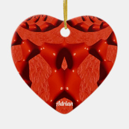 ADRIAN ~ VALENTIJN HEART ~ Red Fractal ~ Keramisch Ornament