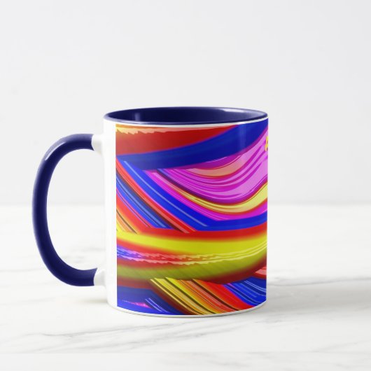 ADRIAN ~ Zany 3D Fractal ~ roze, geel en blauw Mok (Links)