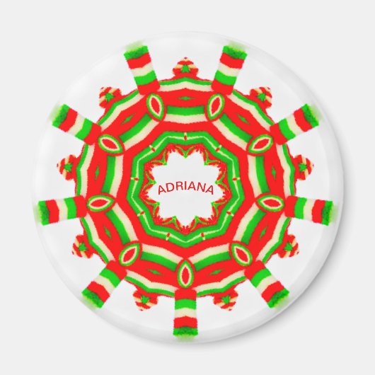 ADRIANA ~ Gepersonaliseerde kerstwiel fractal ~ Magneet (Voorkant)