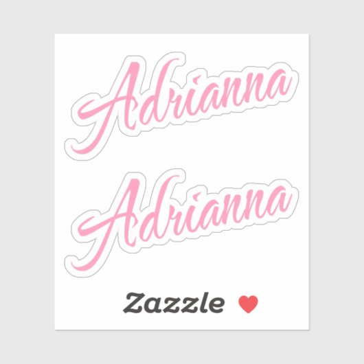 Adrianna Decoratieve naam in roze x2 Sticker (Vel)
