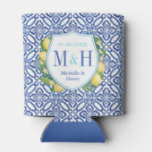 Adriatic Lemons Blue Tegels Turquoise Vrijgezellen Blikjeskoeler (Achterkant)