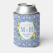 Adriatic Lemons Blue Tegels Turquoise Vrijgezellen Blikjeskoeler (Blikje Achterkant)