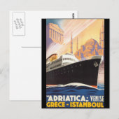 Adriatica Lines - Vintage Travel Poster Briefkaart (Voorkant / Achterkant)