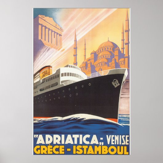 Adriatica Venise Grece Istamboul Vintage Travel Po Poster (Voorkant)