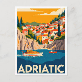 Adriatisch Kroatië Kunst vintage Reizen Briefkaart