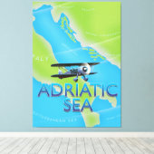 Adriatische Zee Flight-kaart Canvas Afdruk (Insitu (Houten vloer))