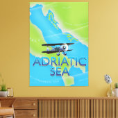 Adriatische Zee Flight-kaart Canvas Afdruk (Insitu (Woonkamer))