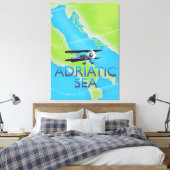 Adriatische Zee Flight-kaart Canvas Afdruk (Insitu (Slaapkamer))