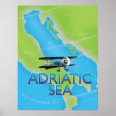 Adriatische Zee Flight-kaart Poster (Voorkant)