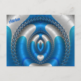 ADRIEN Bright!~ Blauw Wit 3D Fractal Design ~ Briefkaart