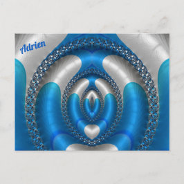 ADRIEN Bright!~ Blauw Wit 3D Fractal Design ~ Briefkaart