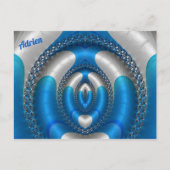 ADRIEN Bright!~ Blauw Wit 3D Fractal Design ~ Briefkaart (Voorkant)