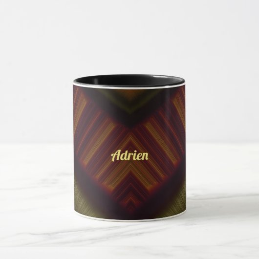 ~ ADRIEN ~ GLANZEND 3D Glanzend zwart bruin groen Mok (Midden)