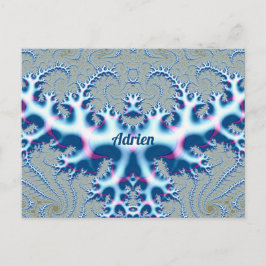 ADRIEN ~ Icy White en Blue 3D Fractal Design ~ Briefkaart