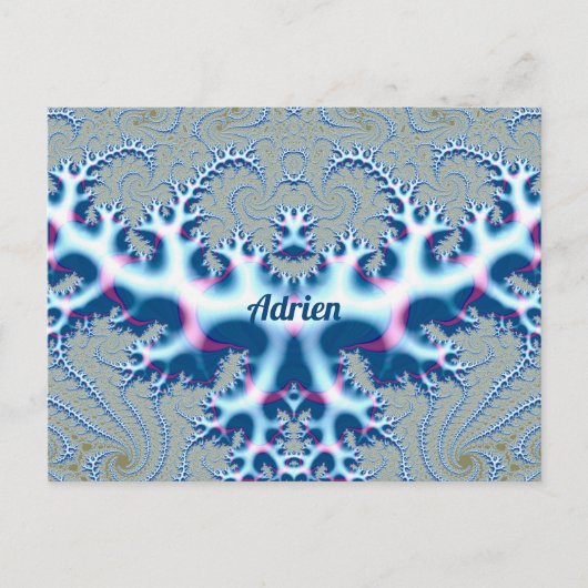 ADRIEN ~ Icy White en Blue 3D Fractal Design ~ Briefkaart (Voorkant)