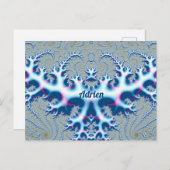 ADRIEN ~ Icy White en Blue 3D Fractal Design ~ Briefkaart (Voorkant / Achterkant)