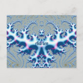 ADRIEN ~ Icy White en Blue 3D Fractal Design ~ Briefkaart (Voorkant)