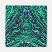 ~ ADRIEN ~ PRACHTIG! ~ 3D Fractal blauw groen Magneet (Voorkant)