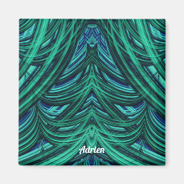 ~ ADRIEN ~ PRACHTIG! ~ 3D Fractal blauw groen Magneet