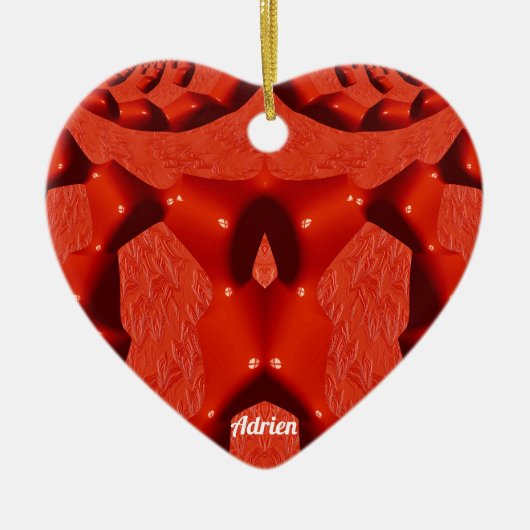 ADRIEN ~ VALENTIJN HEART ~ Red Fractal ~ Keramisch Ornament (Voorkant)