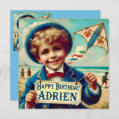 ADRIEN ~ Verjaardag Kaart ~ Vliegende vlieger ~ Pl (Voorkant / Achterkant)