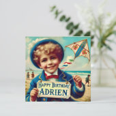ADRIEN ~ Verjaardag Kaart ~ Vliegende vlieger ~ Pl (Staand voorkant)