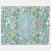 Adrienna Blue Art Nouveau Bloemenveld Fleece Deken (Voorkant (Horizontaal))