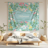 Adrienna Blue Art Nouveau Bloemenveld Fleece Deken