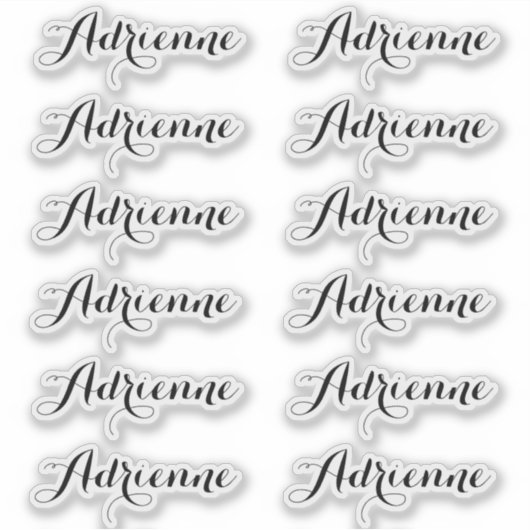 Adrienne — Cursive Script Name Label Stickers (Voorkant)