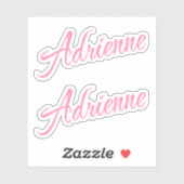 Adrienne Decoratieve naam in roze x2 Sticker (Vel)