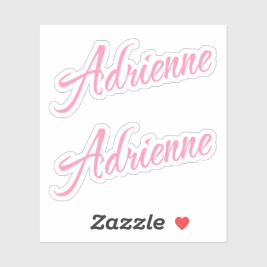 Adrienne Decoratieve naam in roze x2 Sticker (Vel)