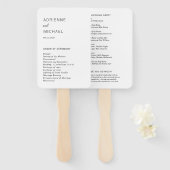 Adrienne eenvoudig modern huwelijksprogramma handwaaier (Voorkant en achterkant)