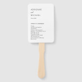 Adrienne eenvoudig modern huwelijksprogramma handwaaier (Voorkant)