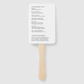 Adrienne eenvoudig modern huwelijksprogramma handwaaier (Achterkant)