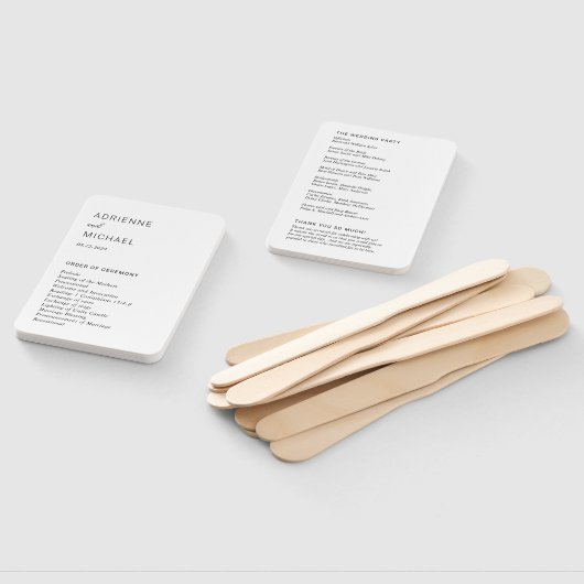 Adrienne eenvoudig modern huwelijksprogramma handwaaier (Niet-gemonteerd)