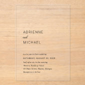 Adrienne Eenvoudige Moderne Bruiloft Acryl Uitnodigingen (Voorkant)