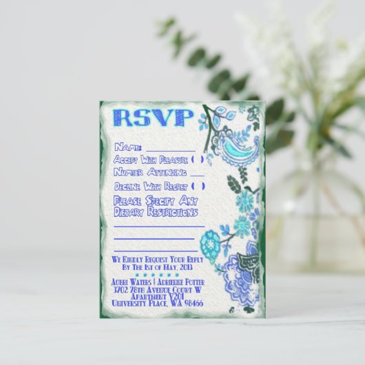 Adrienne's RSVP Uitnodiging Briefkaart (Staand voorkant)