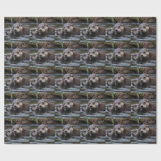 **"Adrift in Love: Mummy en Baby Otter"** Cadeaupapier (Vlak)