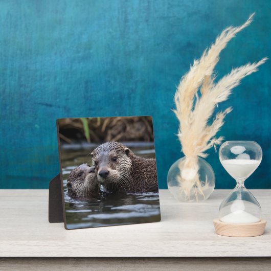 **"Adrift in Love: Mummy en Baby Otter"** Fotoplaat (Insitu)
