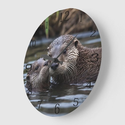 **"Adrift in Love: Mummy en Baby Otter"** Grote Klok (Hoek)