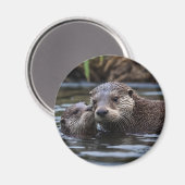 **"Adrift in Love: Mummy en Baby Otter"** Magneet (Voorkant / Achterkant)