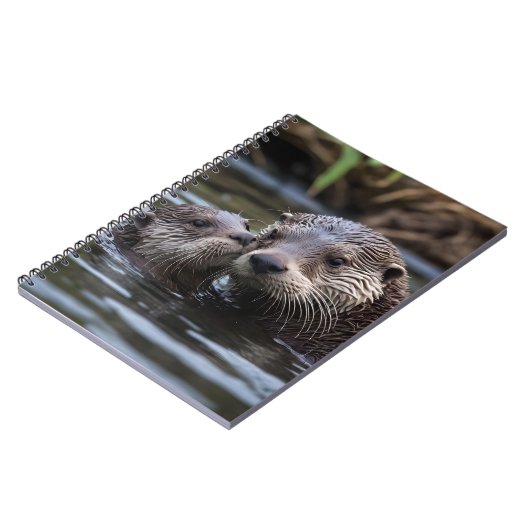 **"Adrift in Love: Mummy en Baby Otter"** Notitieboek (Linkerzijde)