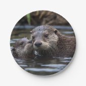 **"Adrift in Love: Mummy en Baby Otter"** Papieren Bordje (Voorkant)