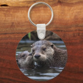 **"Adrift in Love: Mummy en Baby Otter"** Sleutelhanger (Voorkant)