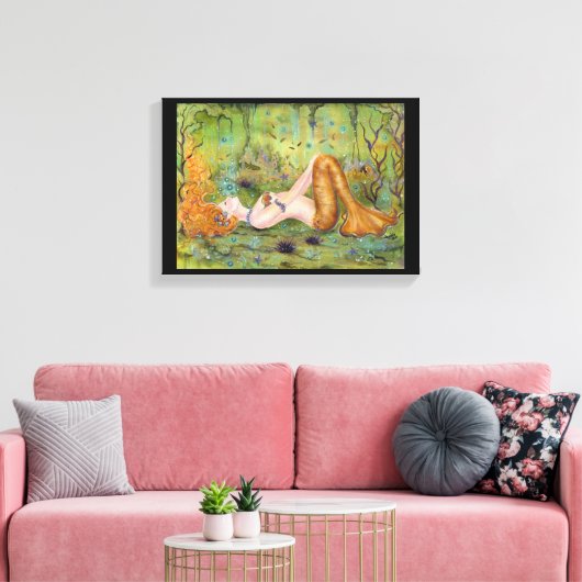 Adrift mermaid wikkelde canvasafdruk door Renee Canvas Afdruk (Insitu (Woonkamer))