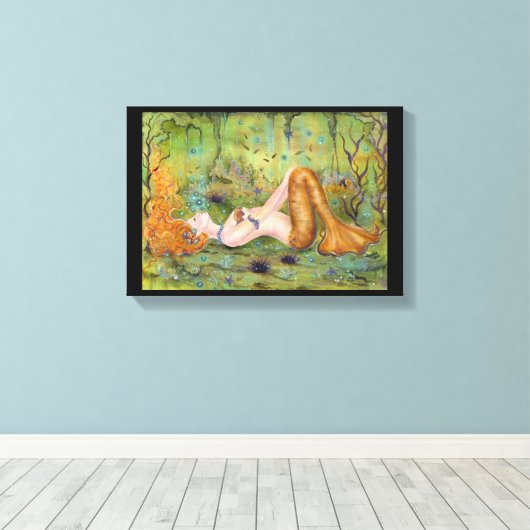 Adrift mermaid wikkelde canvasafdruk door Renee Canvas Afdruk (Insitu (Houten vloer))