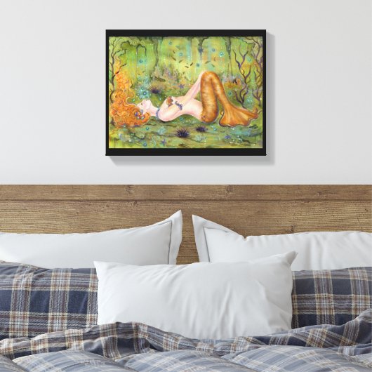 Adrift mermaid wikkelde canvasafdruk door Renee Canvas Afdruk (Insitu (Slaapkamer))