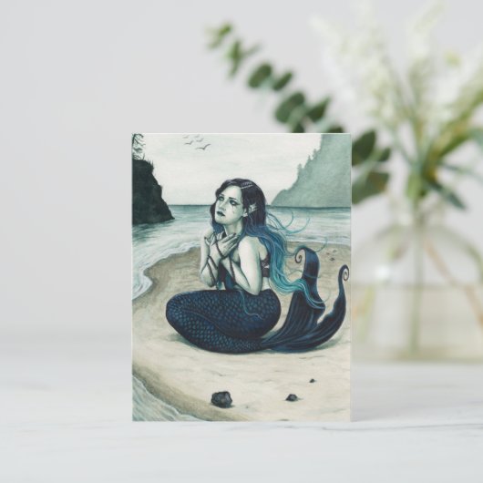 Adrift Sad Mermaid Briefkaart (Staand voorkant)